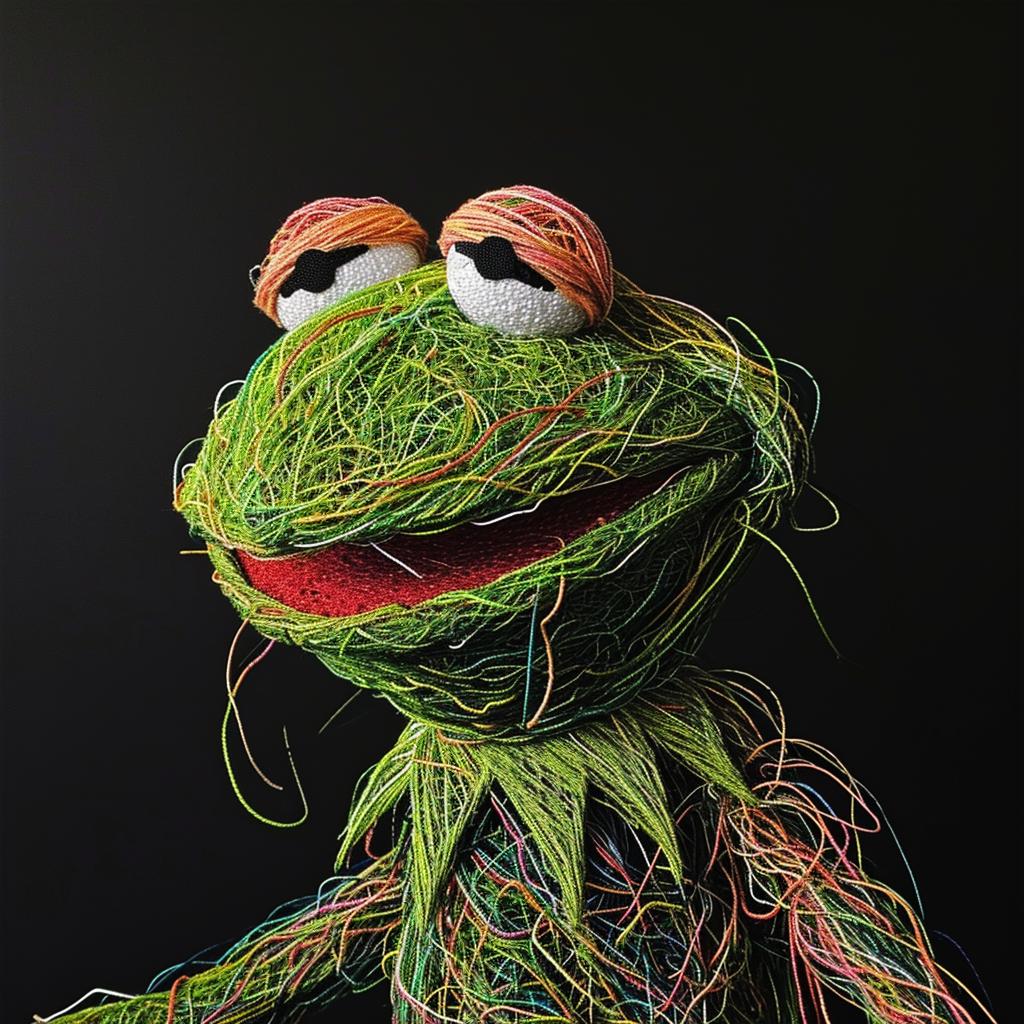 Yarn art style frog